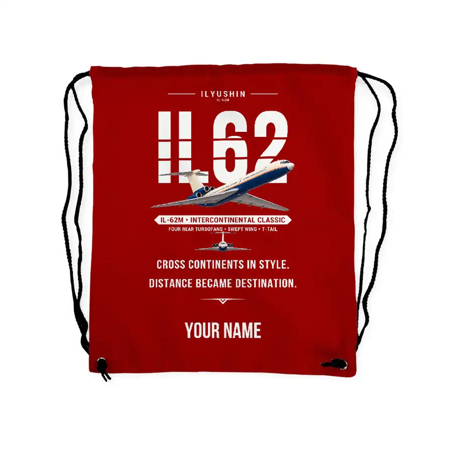 Ilyushin Il-62M - Drawstring Bag - Original + Name - Red