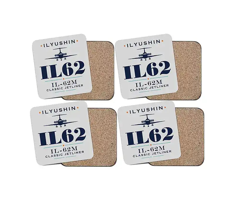 Ilyushin Il-62M - Heritage - Coaster Set - Light Gray
