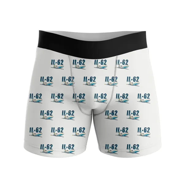 Ilyushin Il-62M - Men Boxers - Cartoon Pattern - White
