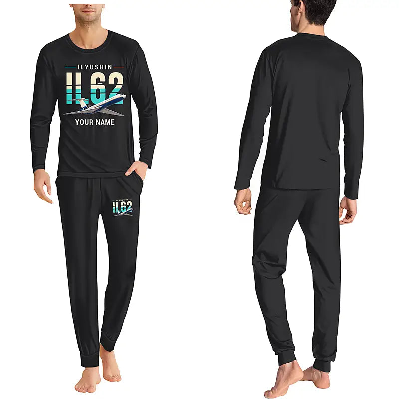 Ilyushin Il-62M - Men Pajamas - Original Chest + Name - Black