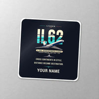 Thumbnail for Ilyushin Il-62M - Original + Name - Square Sticker - Close-up