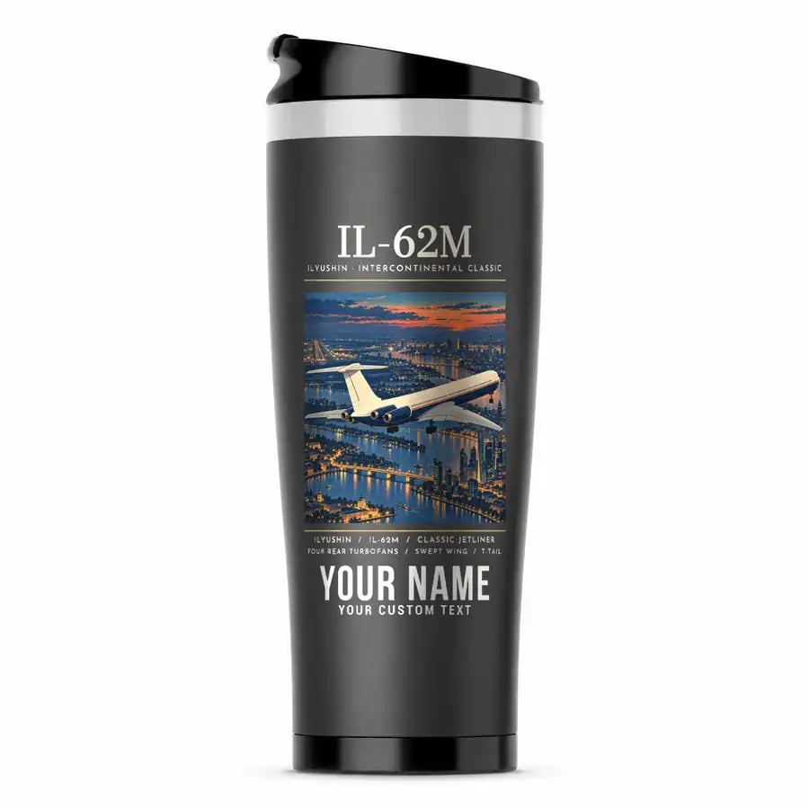Ilyushin Il-62M - Poster + Name - Stainless Steel (No Holder) - Gray