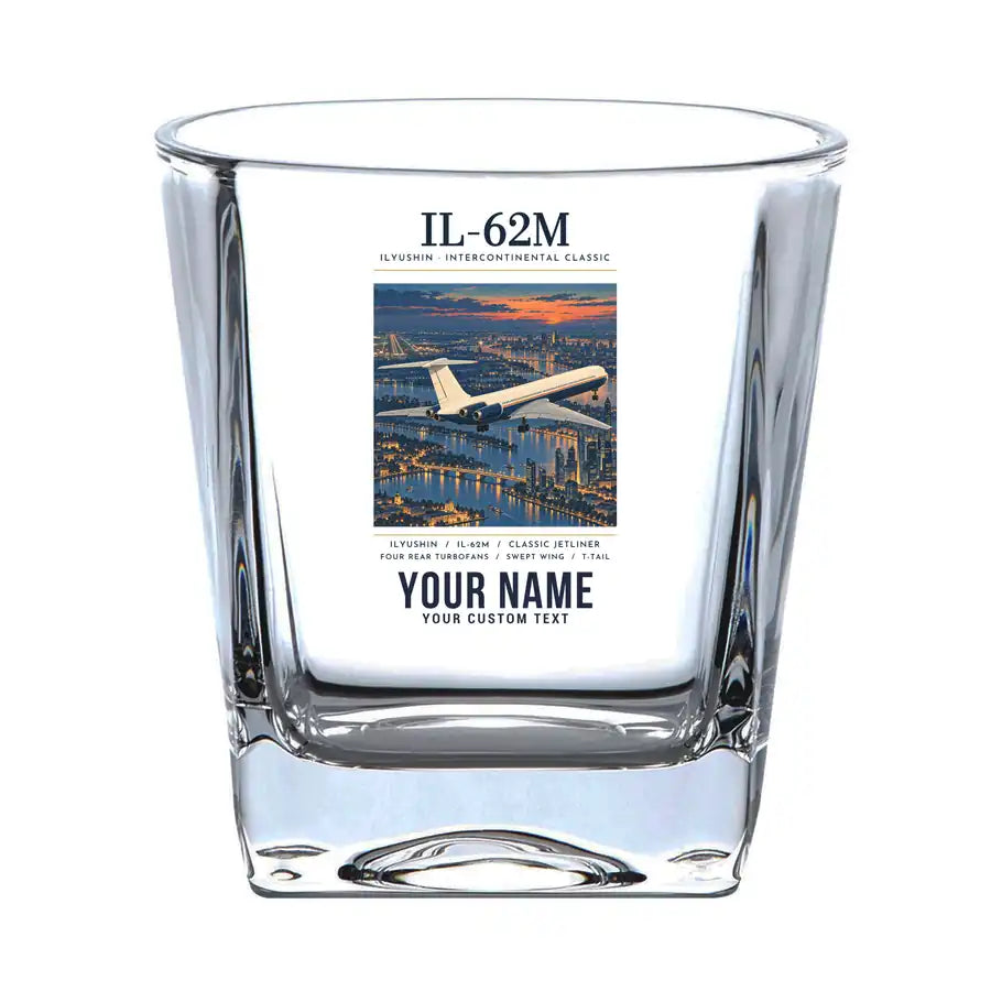 Ilyushin Il-62M - Poster + Name - Whiskey Glass
