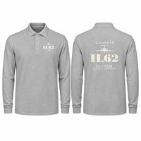 Thumbnail for Ilyushin Il-62M Premium Polo T-Shirts - Heritage - Long Sleeve - Gray