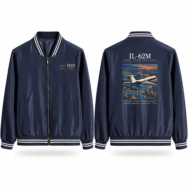 Ilyushin Il-62M Stylish Jackets - Baseball Collar - Poster - Navy Blue