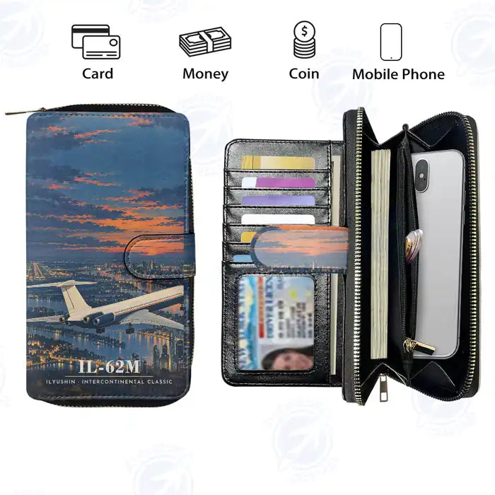 Ilyushin Il-62M Leather Wallets - Zip Long Wallet - 3D