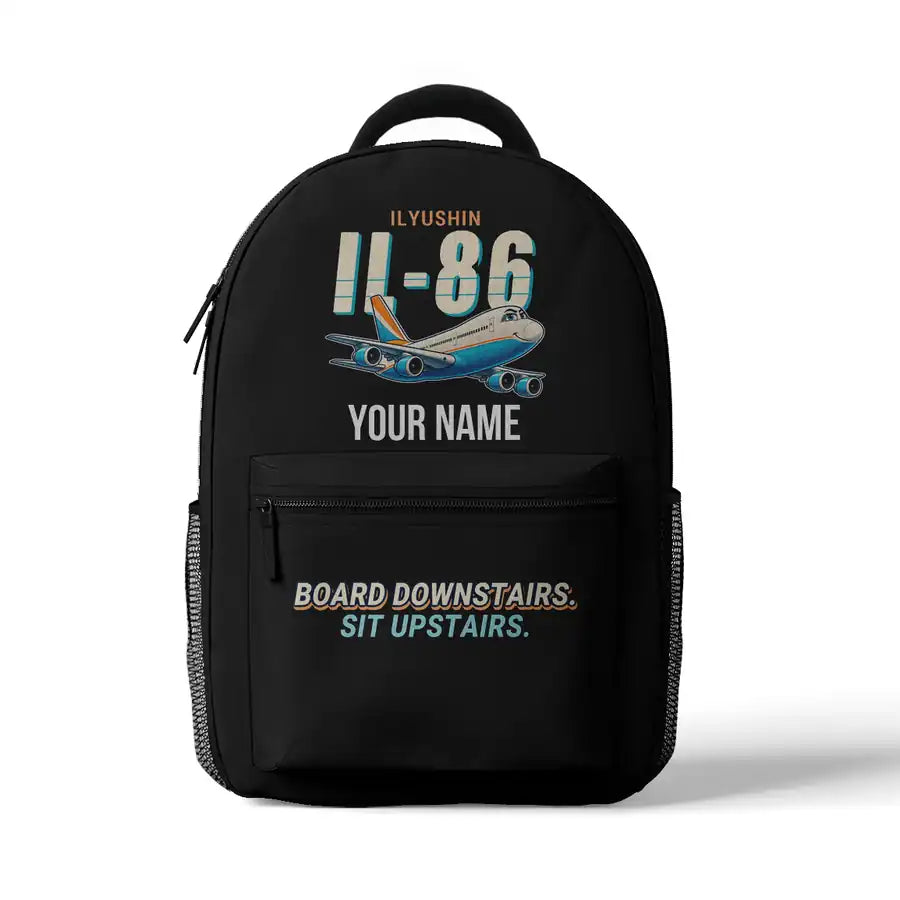Ilyushin Il-86 - 3D Backpack - Cartoon + Name - Black