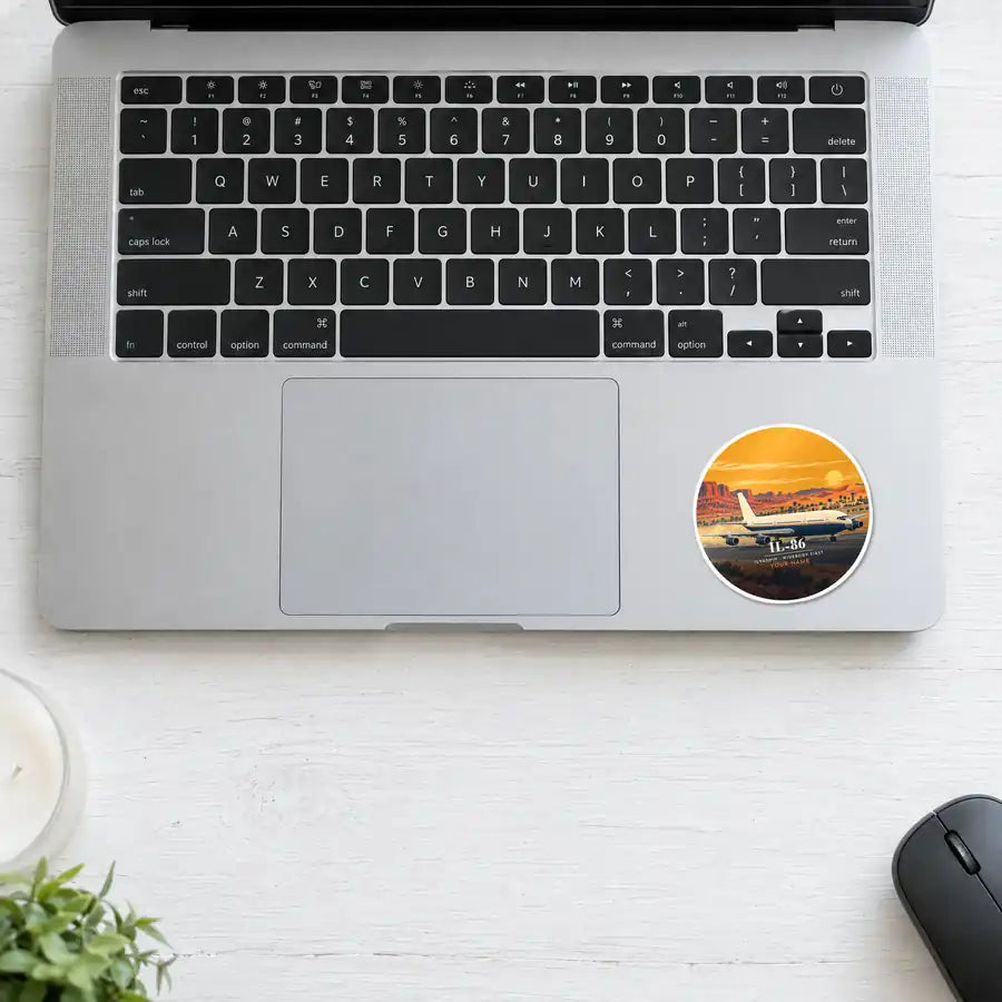 Ilyushin Il-86 - 3D + Name - Circle Sticker - Laptop