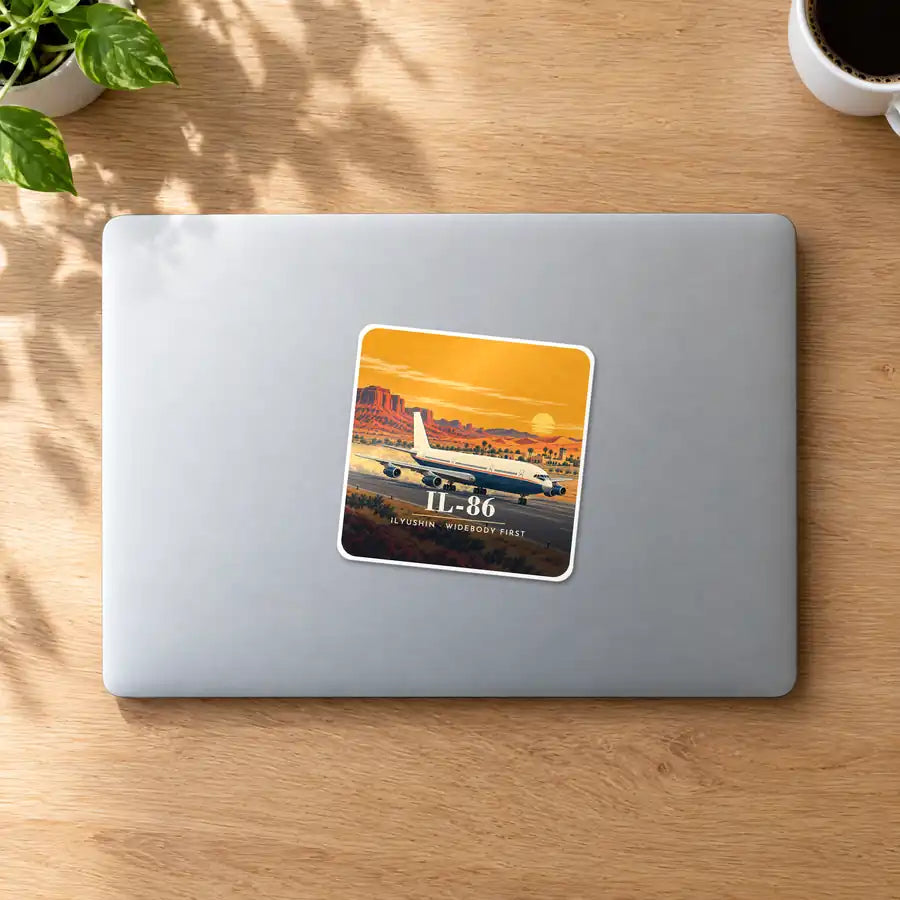 Ilyushin Il-86 - 3D - Square Sticker - MacBook