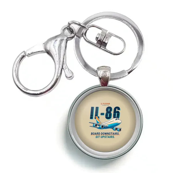 Ilyushin Il-86 - Cartoon - Circle Key Chain - Beige