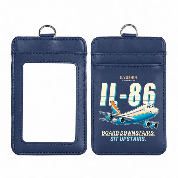 Ilyushin Il-86 - Cartoon - ID Card Holder - Navy Blue