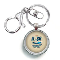 Thumbnail for Ilyushin Il-86 - Cartoon + Name - Circle Key Chain - Beige