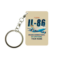 Thumbnail for Ilyushin Il-86 - Cartoon + Name - Key Chain - Beige