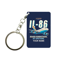 Thumbnail for Ilyushin Il-86 - Cartoon + Name - Key Chain - Navy Blue