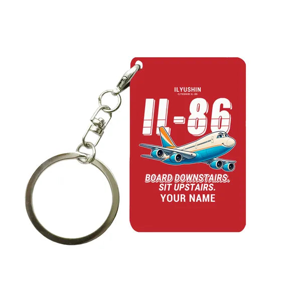 Ilyushin Il-86 - Cartoon + Name - Key Chain - Red