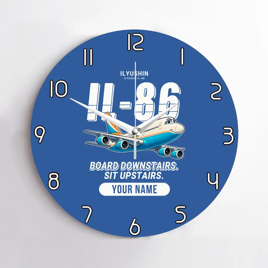 Ilyushin Il-86 - Cartoon + Name - No Frame - Blue
