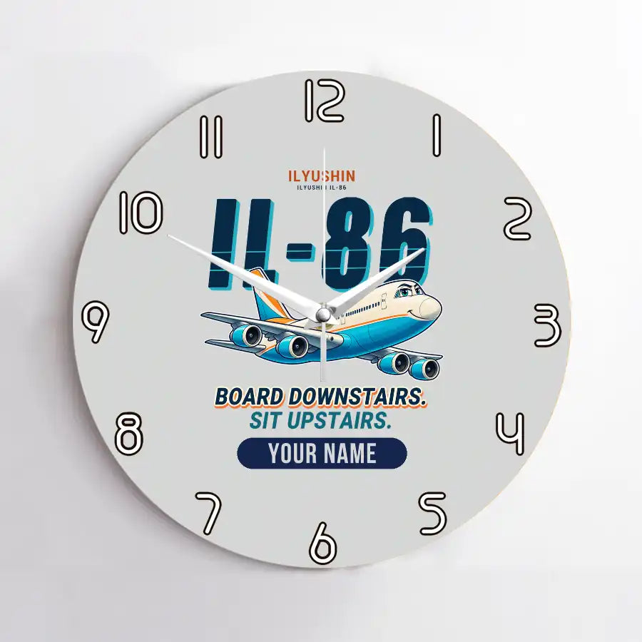Ilyushin Il-86 - Cartoon + Name - No Frame - Light Gray