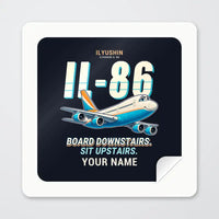 Thumbnail for Ilyushin Il-86 - Cartoon + Name - Square Sticker - Peel