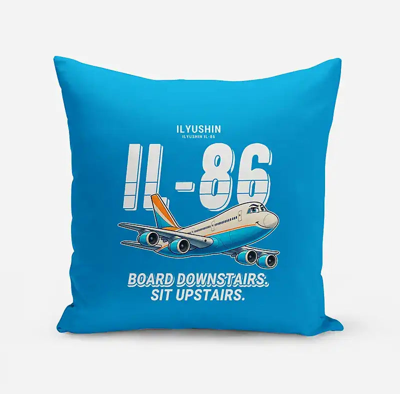 Ilyushin Il-86 - Cartoon - Pillow - Turquoise