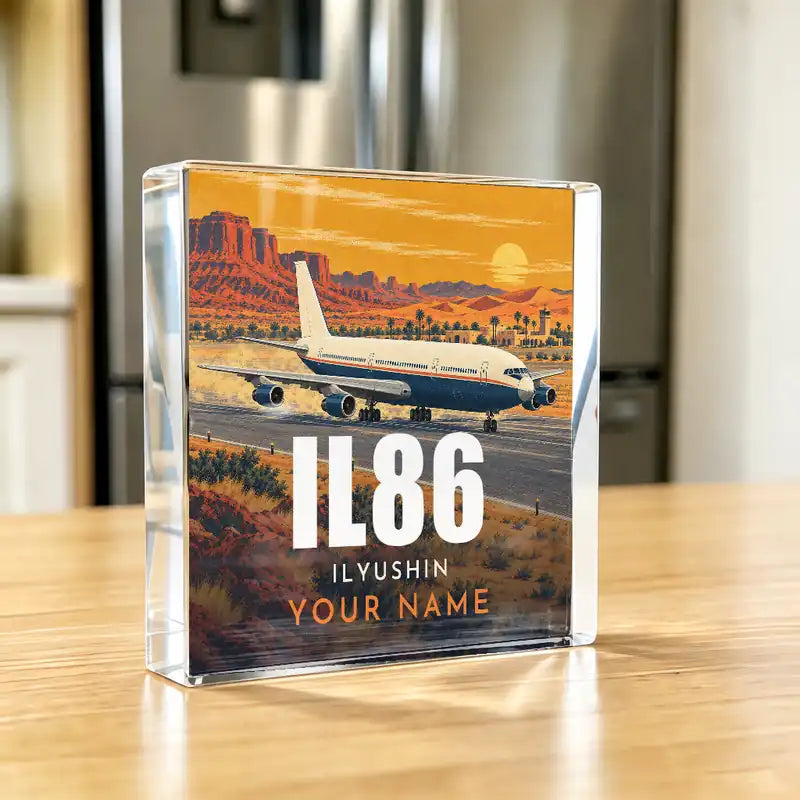 Ilyushin Il-86 - Crystal Ornament - 3D + Name - Kitchen