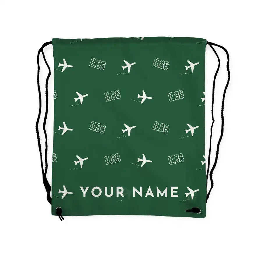 Ilyushin Il-86 - Drawstring Bag - 3D Pattern + Name - Green