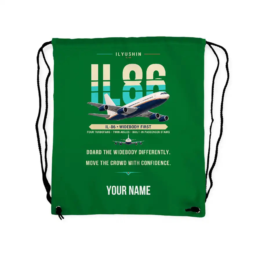 Ilyushin Il-86 - Drawstring Bag - Original + Name - Green