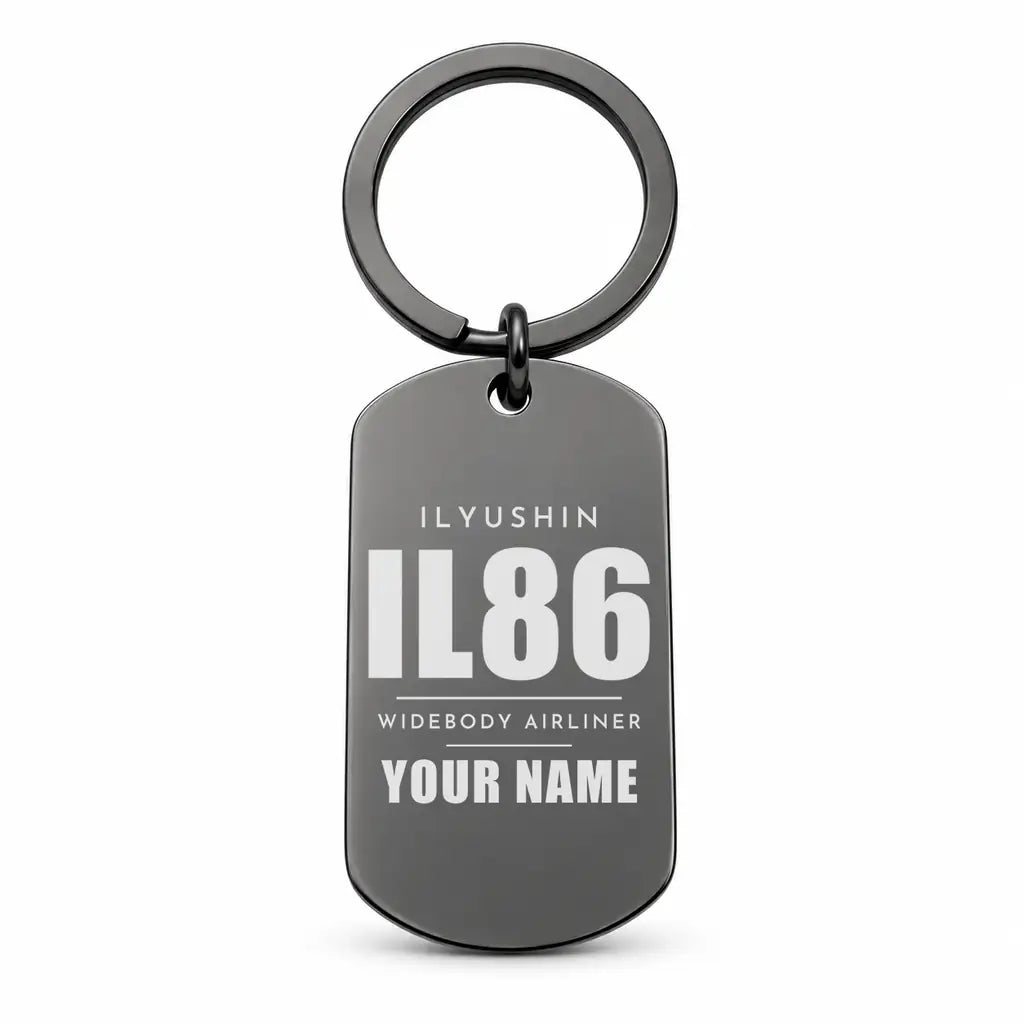 Ilyushin Il-86 - Key Chain - Tag + Name - Black