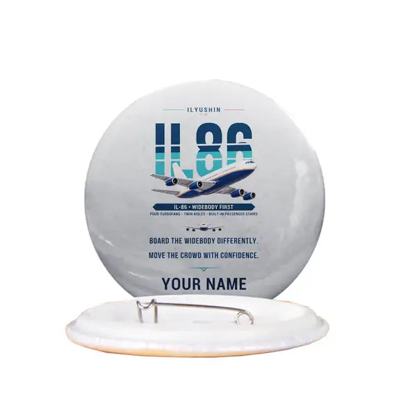 Ilyushin Il-86 - Original + Name - Pin - Light Gray