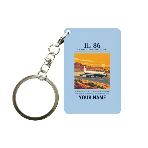 Ilyushin Il-86 - Poster + Name - Key Chain - Light Blue