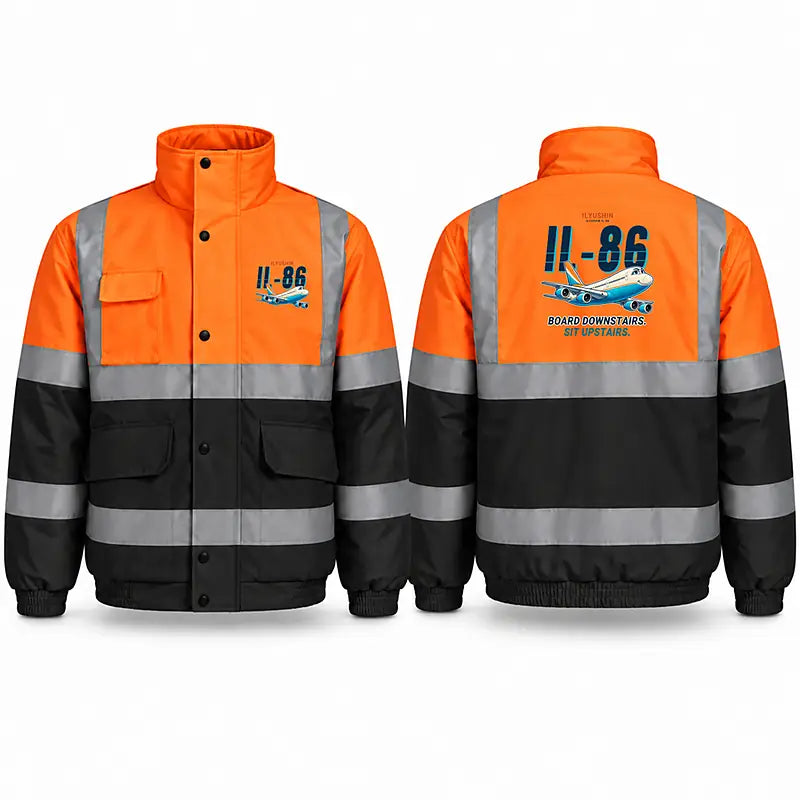 Ilyushin Il-86 Reflective Winter Jackets - Cartoon - Orange & Navy