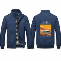 Thumbnail for Ilyushin Il-86 Stylish Jackets - Stand Collar - Poster - Navy Blue