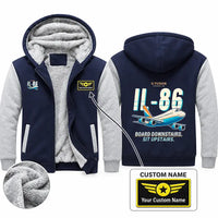 Thumbnail for Ilyushin Il-86 Zipped Sweatshirts - Cartoon + Name - Navy & Gray