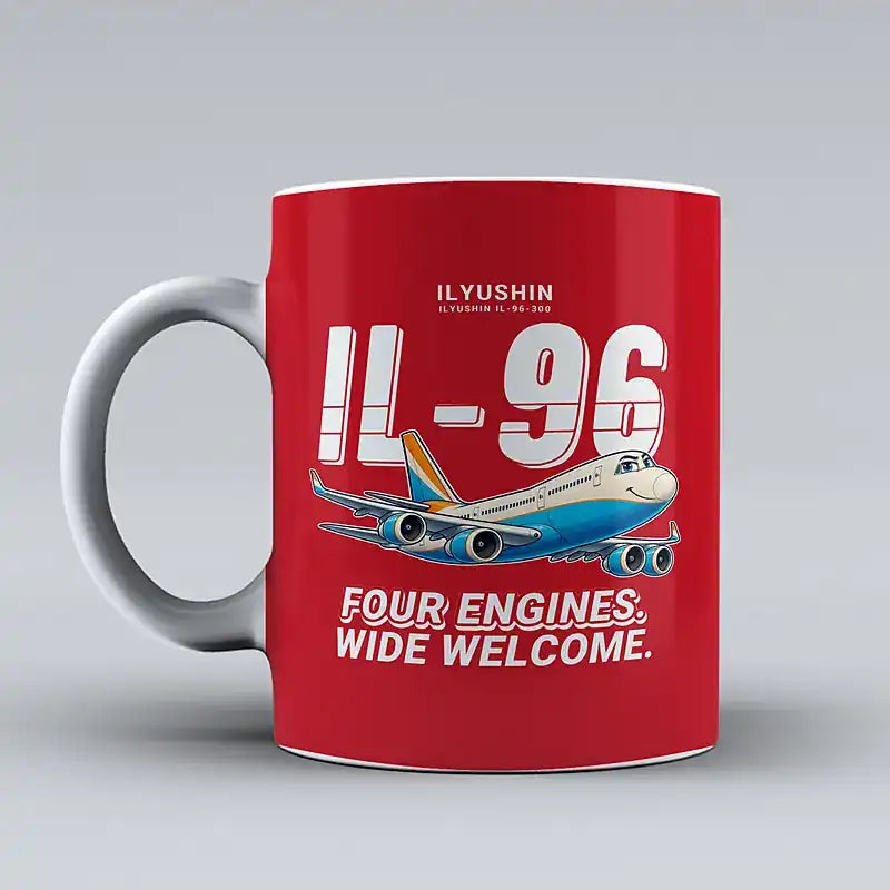 Ilyushin Il-96-300 - Cartoon - Mug - Red