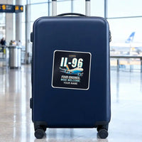 Thumbnail for Ilyushin Il-96-300 - Cartoon + Name - Square Sticker - Suitcase