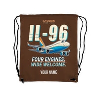 Thumbnail for Ilyushin Il-96-300 - Drawstring Bag - Cartoon + Name - Brown