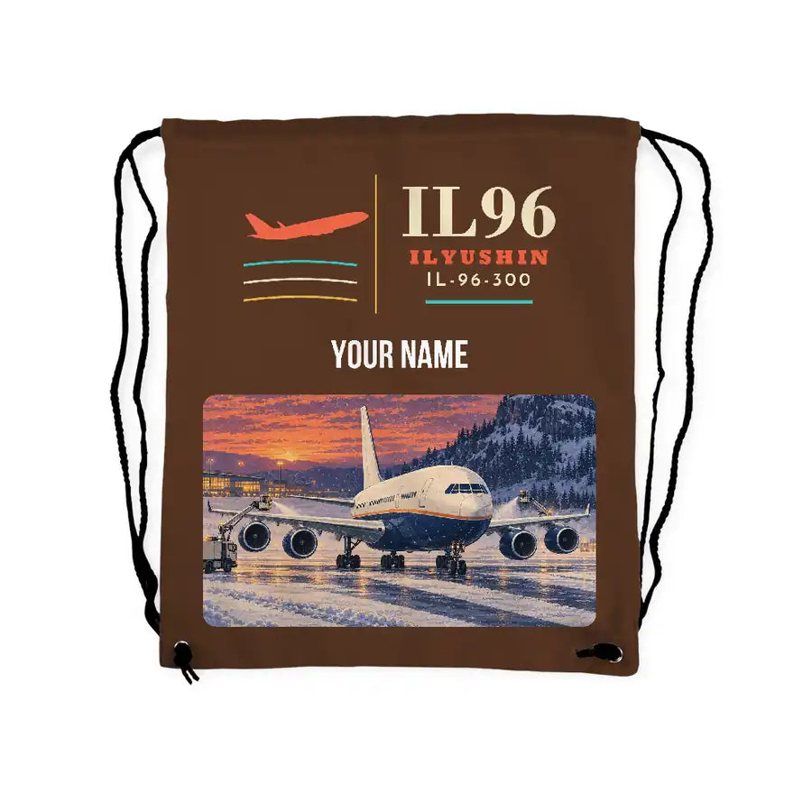 Ilyushin Il-96-300 - Drawstring Bag - Classic + Name - Brown