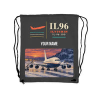 Thumbnail for Ilyushin Il-96-300 - Drawstring Bag - Classic + Name - Gray