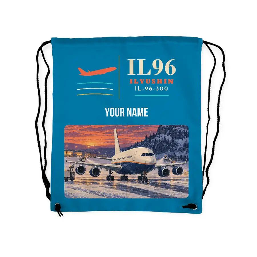Ilyushin Il-96-300 - Drawstring Bag - Classic + Name - Light Blue