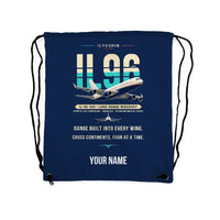 Thumbnail for Ilyushin Il-96-300 - Drawstring Bag - Original + Name - Dark Blue