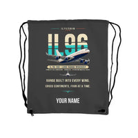 Thumbnail for Ilyushin Il-96-300 - Drawstring Bag - Original + Name - Gray