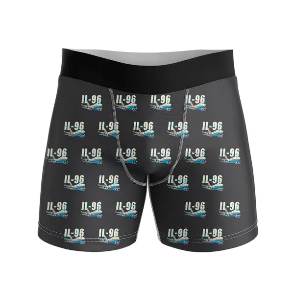 Ilyushin Il-96-300 - Men Boxers - Cartoon Pattern - Black