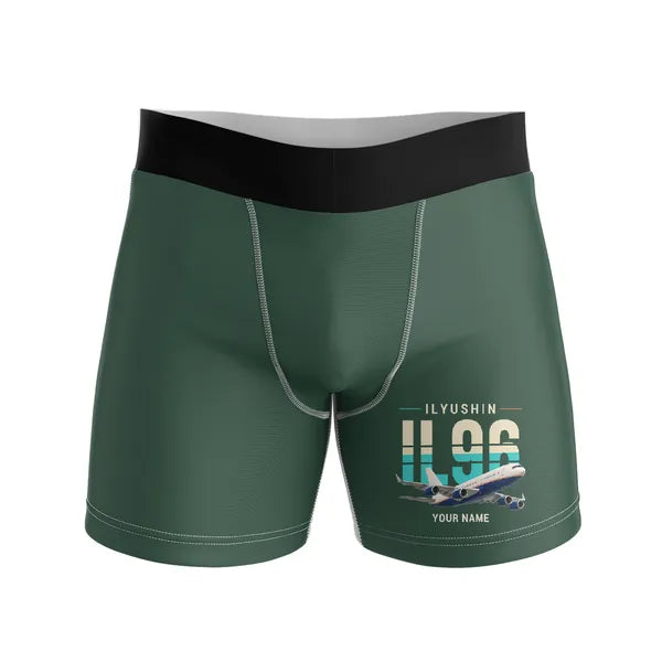 Ilyushin Il-96-300 - Men Boxers - Original + Name - Dark Green