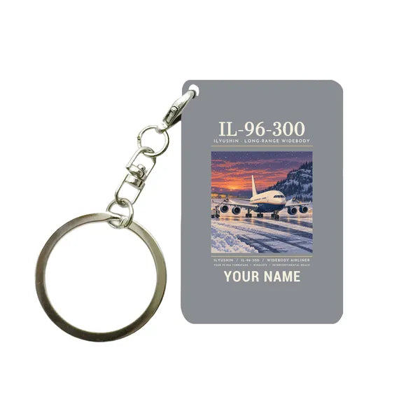 Ilyushin Il-96-300 - Poster + Name - Key Chain - Gray