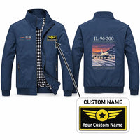 Thumbnail for Ilyushin Il-96-300 Stylish Jackets - Stand Collar - Poster + Name - Navy Blue