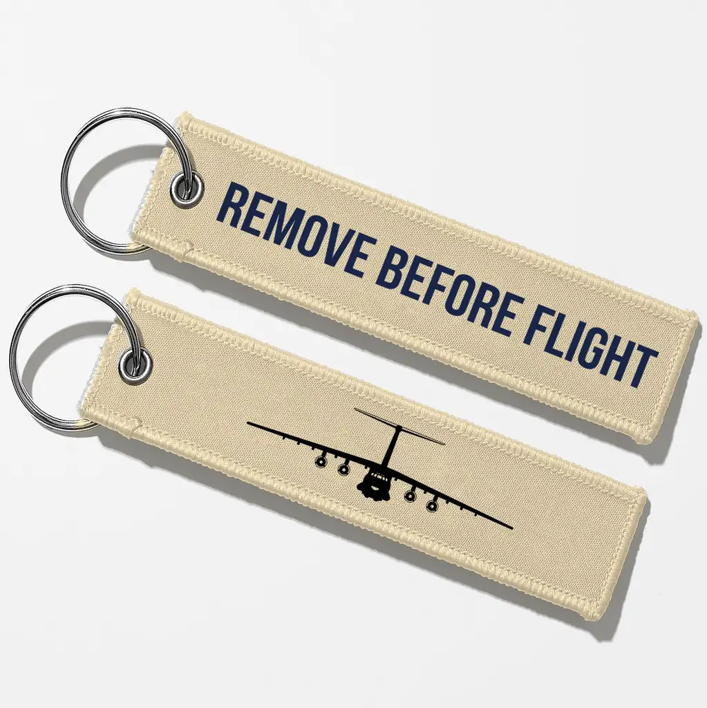 Ilyushin IL-76 Silhouette Key Chains - Beige - Remove Before Flight