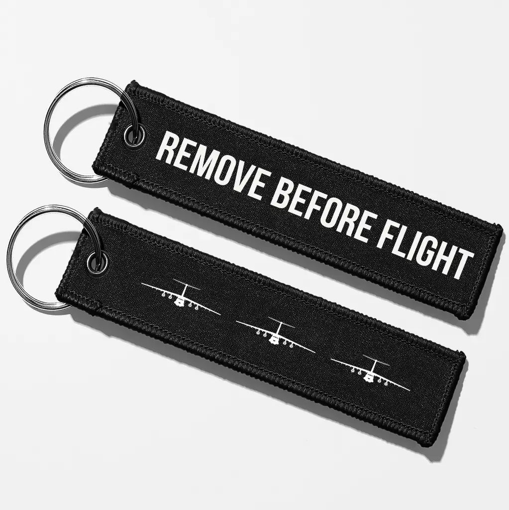 Ilyushin IL-76 Silhouette Key Chains - Black - Remove Before Flight