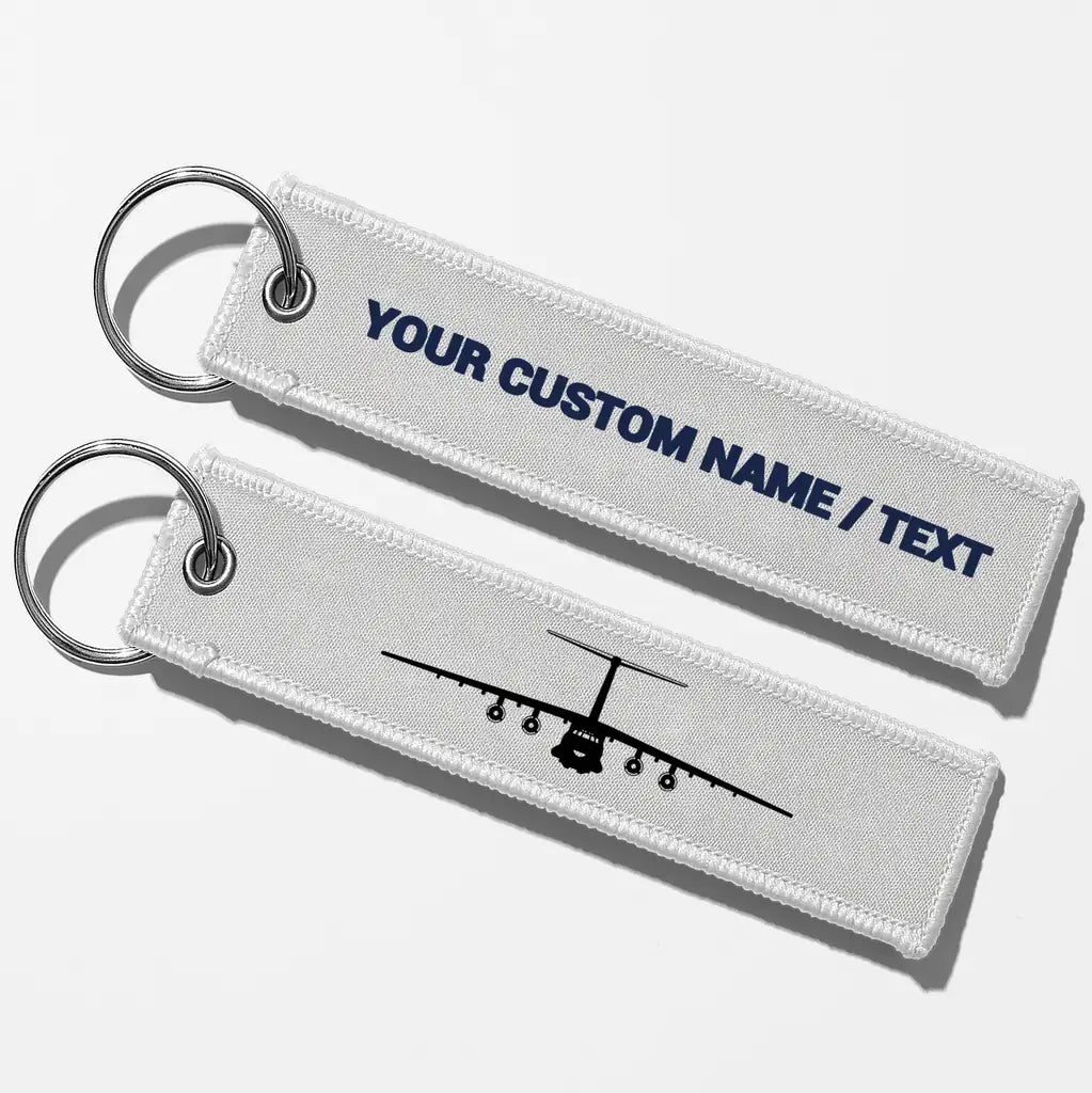 Ilyushin IL-76 Silhouette Key Chains - White - Personalized