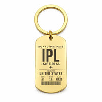 Thumbnail for Imperial County Airport IPL - Key Chain - Boarding Pass Style - Gold