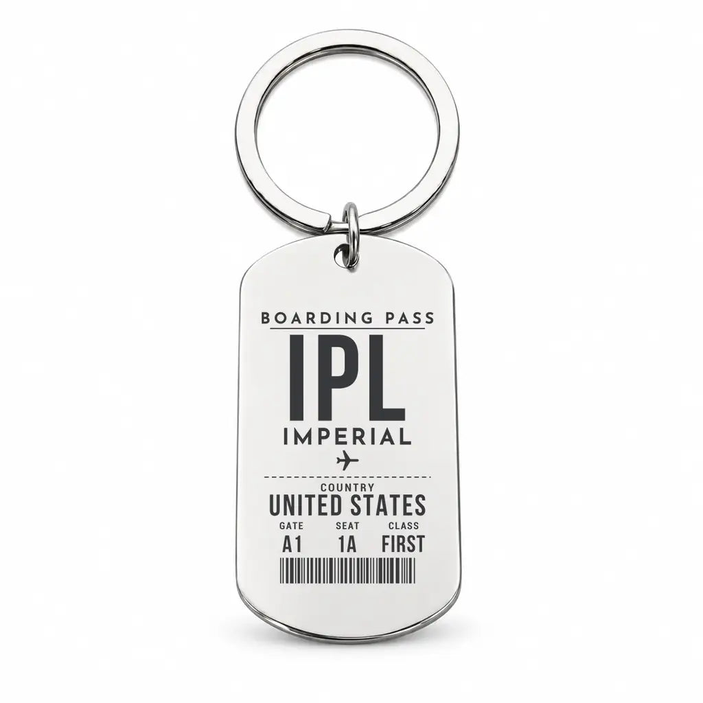 Imperial County Airport IPL - Key Chain - Boarding Pass Style - Silver