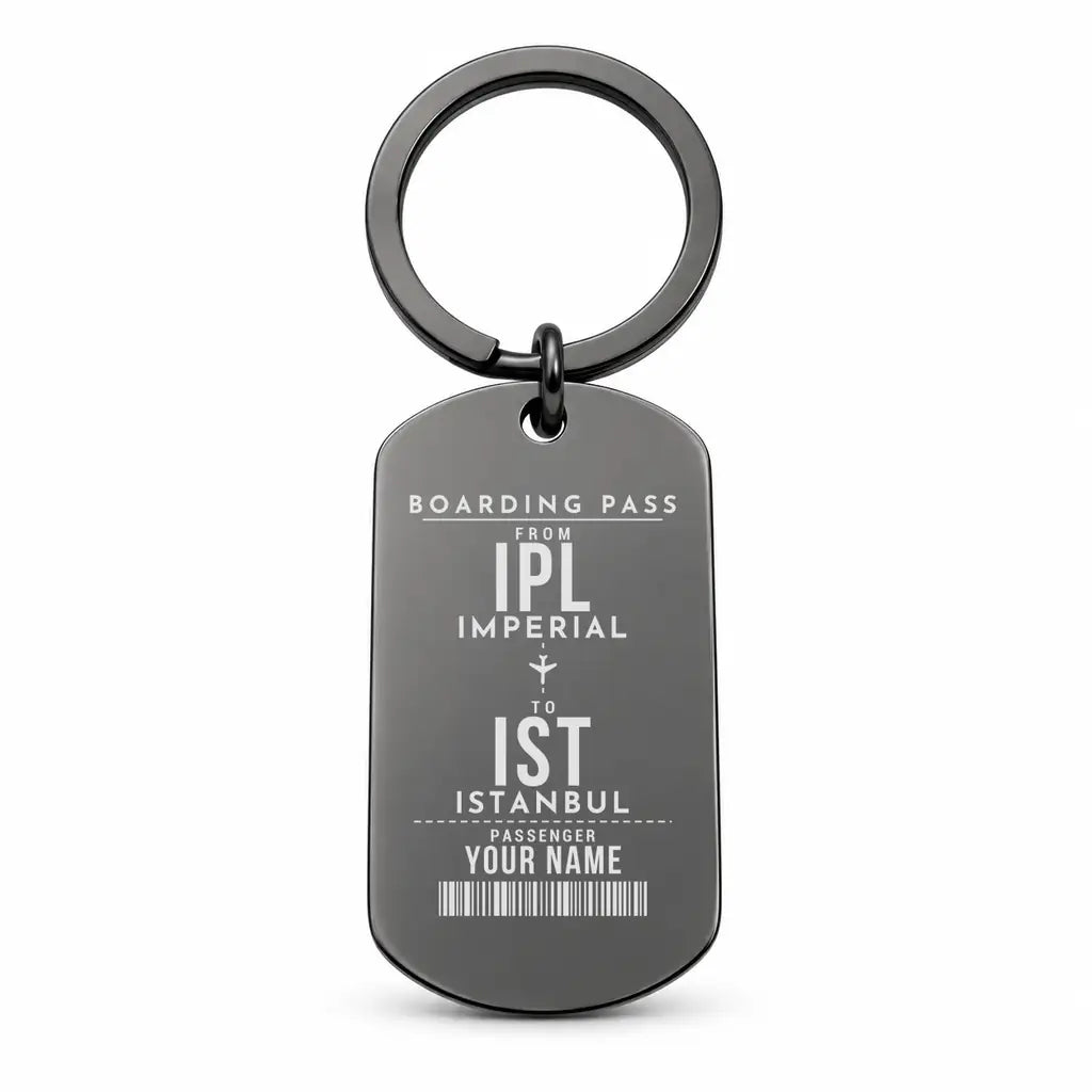 Imperial County Airport IPL - Key Chain - Customizable Boarding Pass - Black